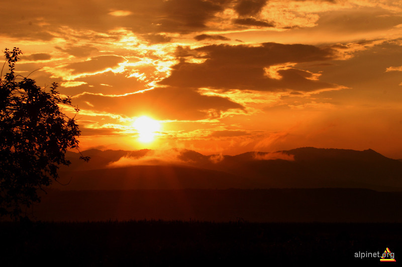 Sunset fire over the mountains